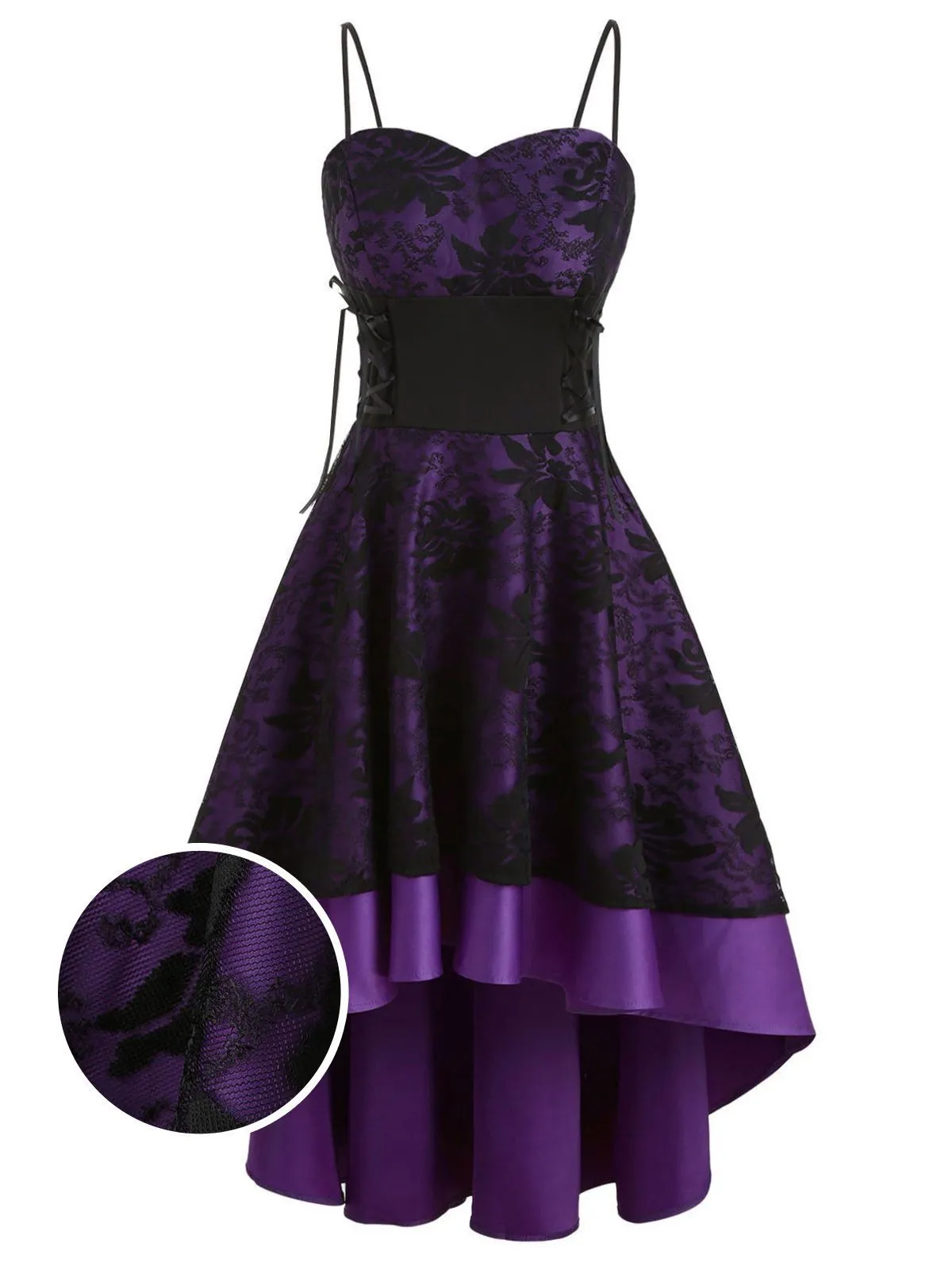 1950s Gothic Lace-up Strap Dress