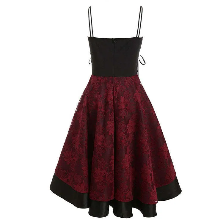 1950s Gothic Lace-up Strap Dress