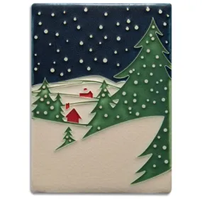 6x8 Snowy Night Tile in Midnight by Motawi