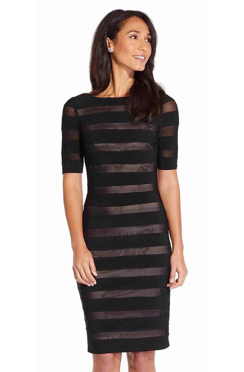 Adrianna Papell - AP1D103321 Two Tone Bateau Jersey Sheath Dress