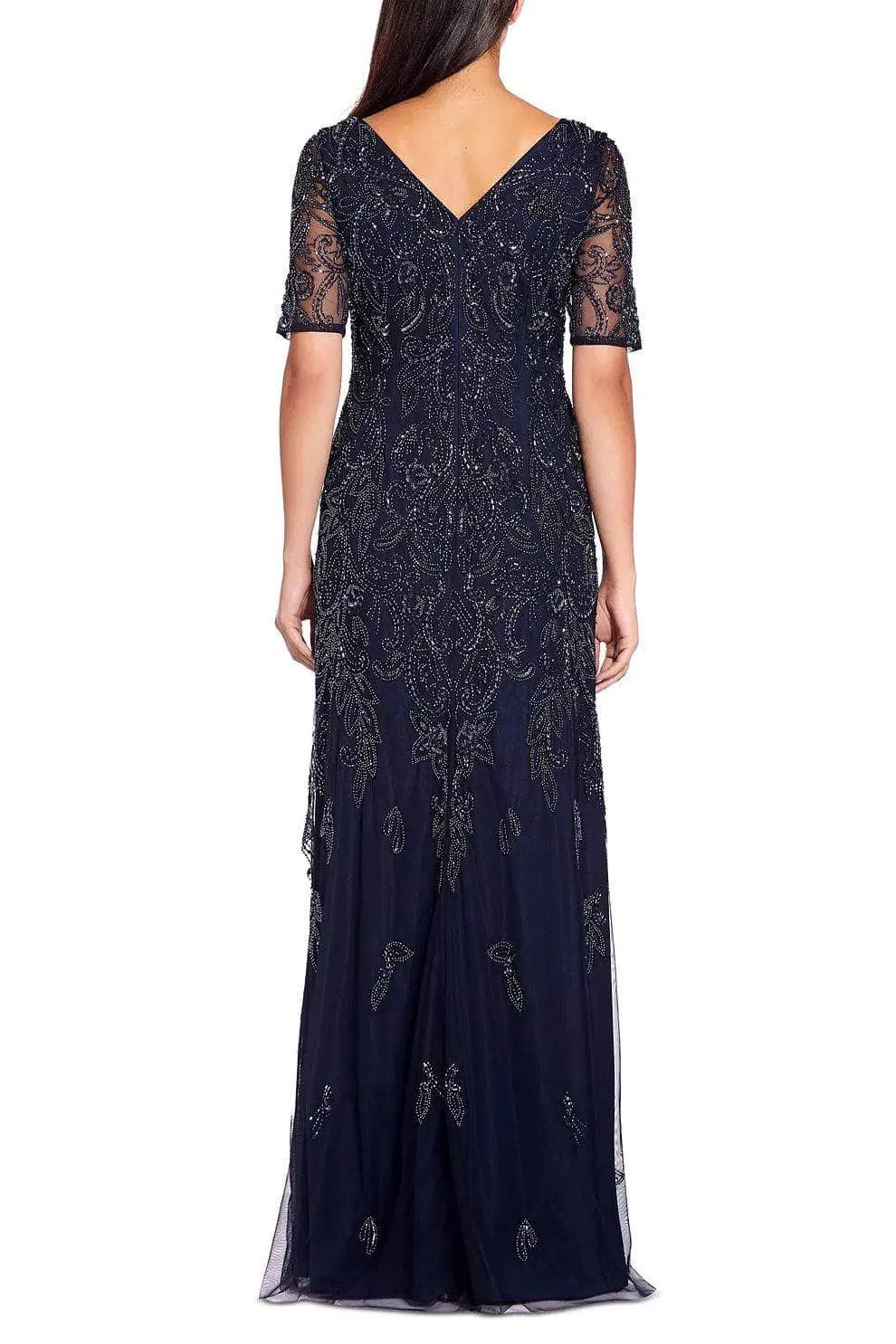 Adrianna Papell AP1E206462 P - Short Sleeve Beaded Evening Dress