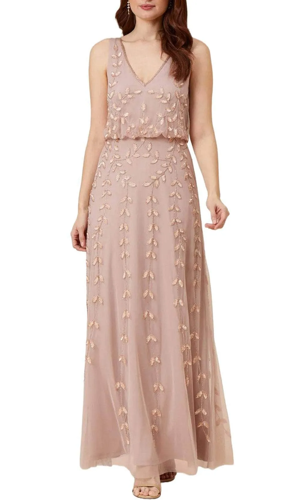 Adrianna Papell AP1E208913 - Embroidered Sheath Long Dress