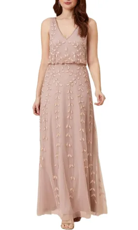 Adrianna Papell AP1E208913 - Embroidered Sheath Long Dress