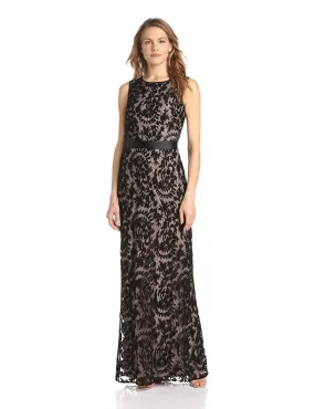 Adrianna Papell - Fitted Sleeveless Jewel Neck Sheath Dress 81883180 - 1 Pc Black in Size 14 Available