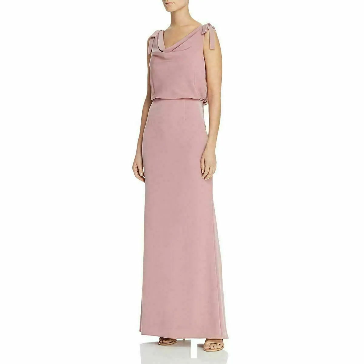 Adrianna Papell Women's Blouson Cowlneck Gown Pink Size 6