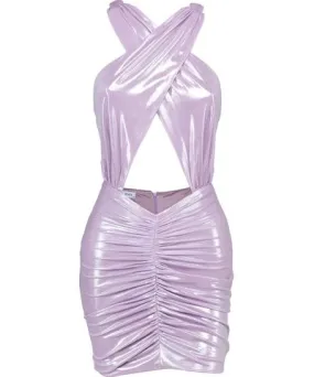 Al Reves Women's Pink / Purple Nancy Mini Shiny Dress