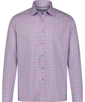 American Heritage White Purple Pink Check Hidden Button Down Long Sleeve Shirt