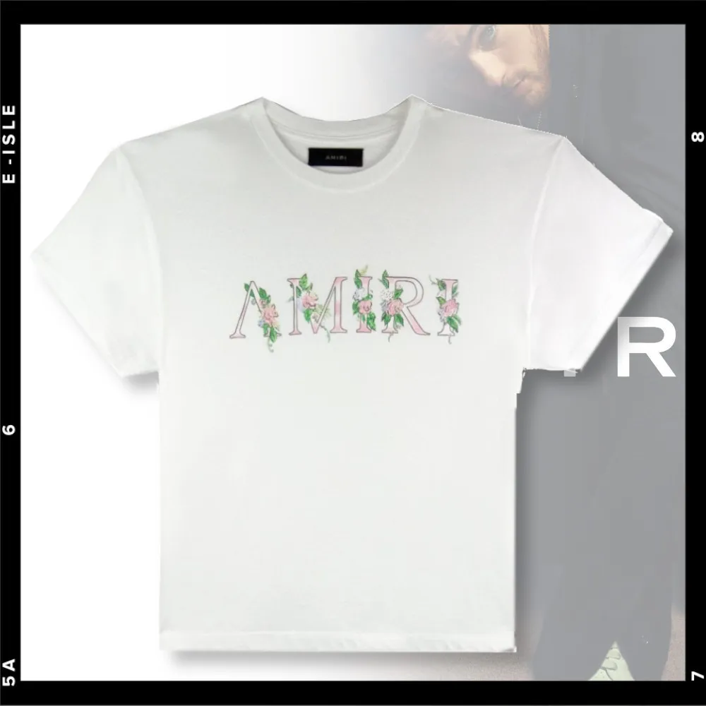 AMIRI  |Crew Neck Flower Patterns Street Style Cotton Short Sleeves