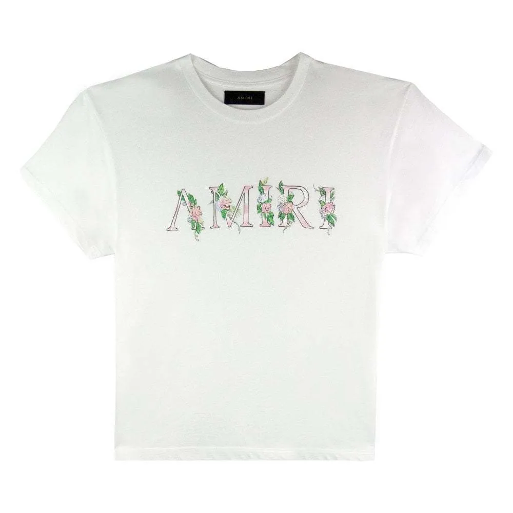 AMIRI  |Crew Neck Flower Patterns Street Style Cotton Short Sleeves