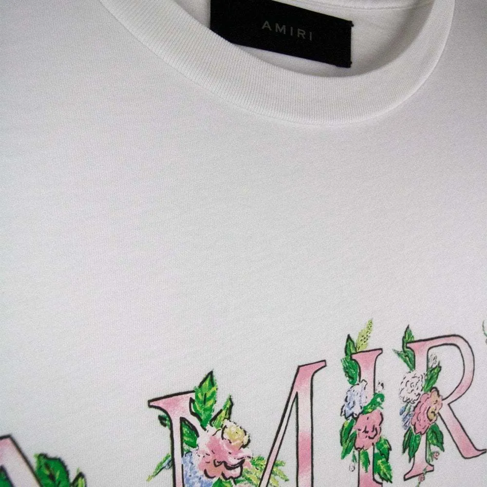 AMIRI  |Crew Neck Flower Patterns Street Style Cotton Short Sleeves