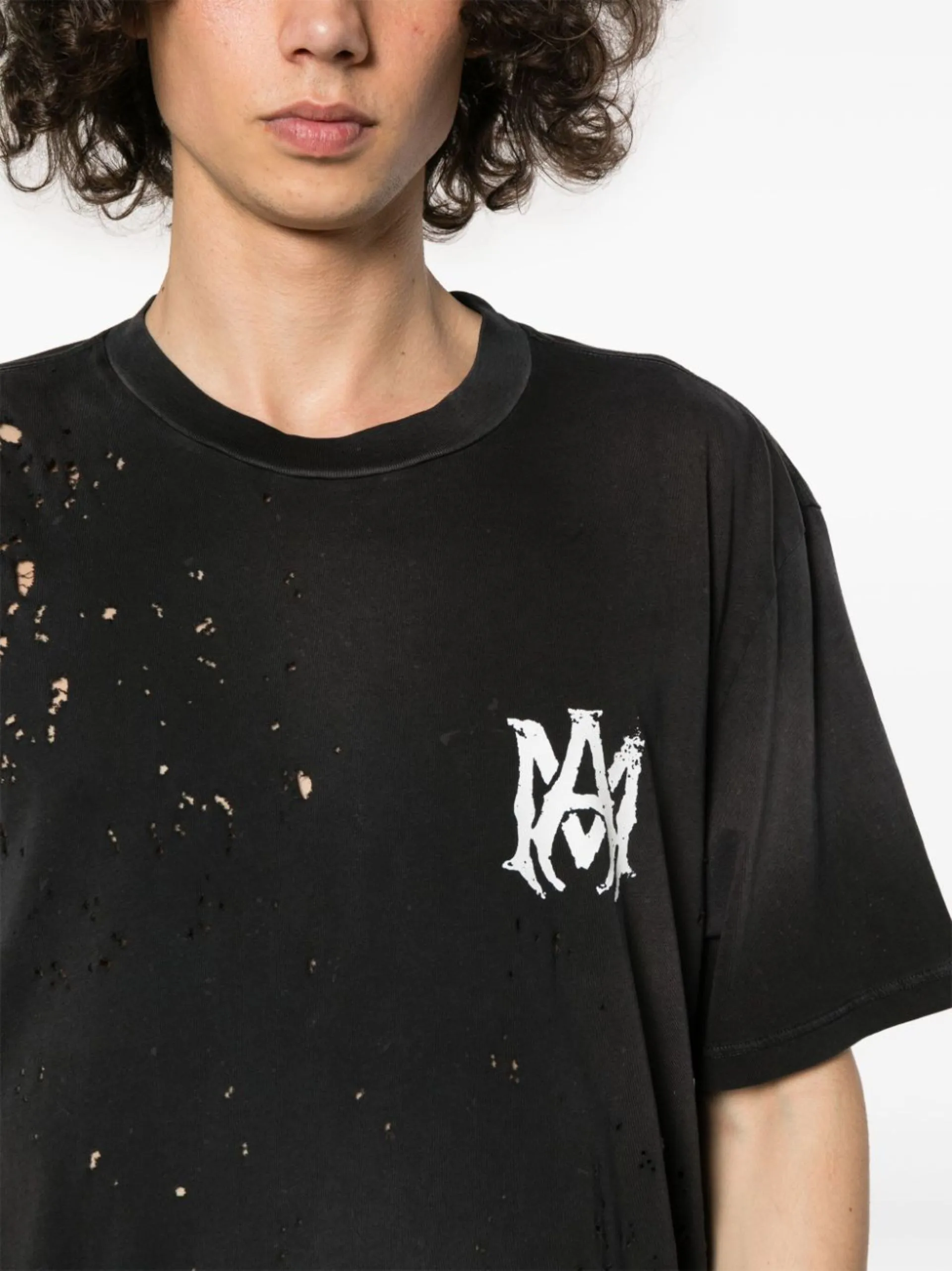 AMIRI  |Crew Neck Monogram Street Style Plain Cotton Short Sleeves