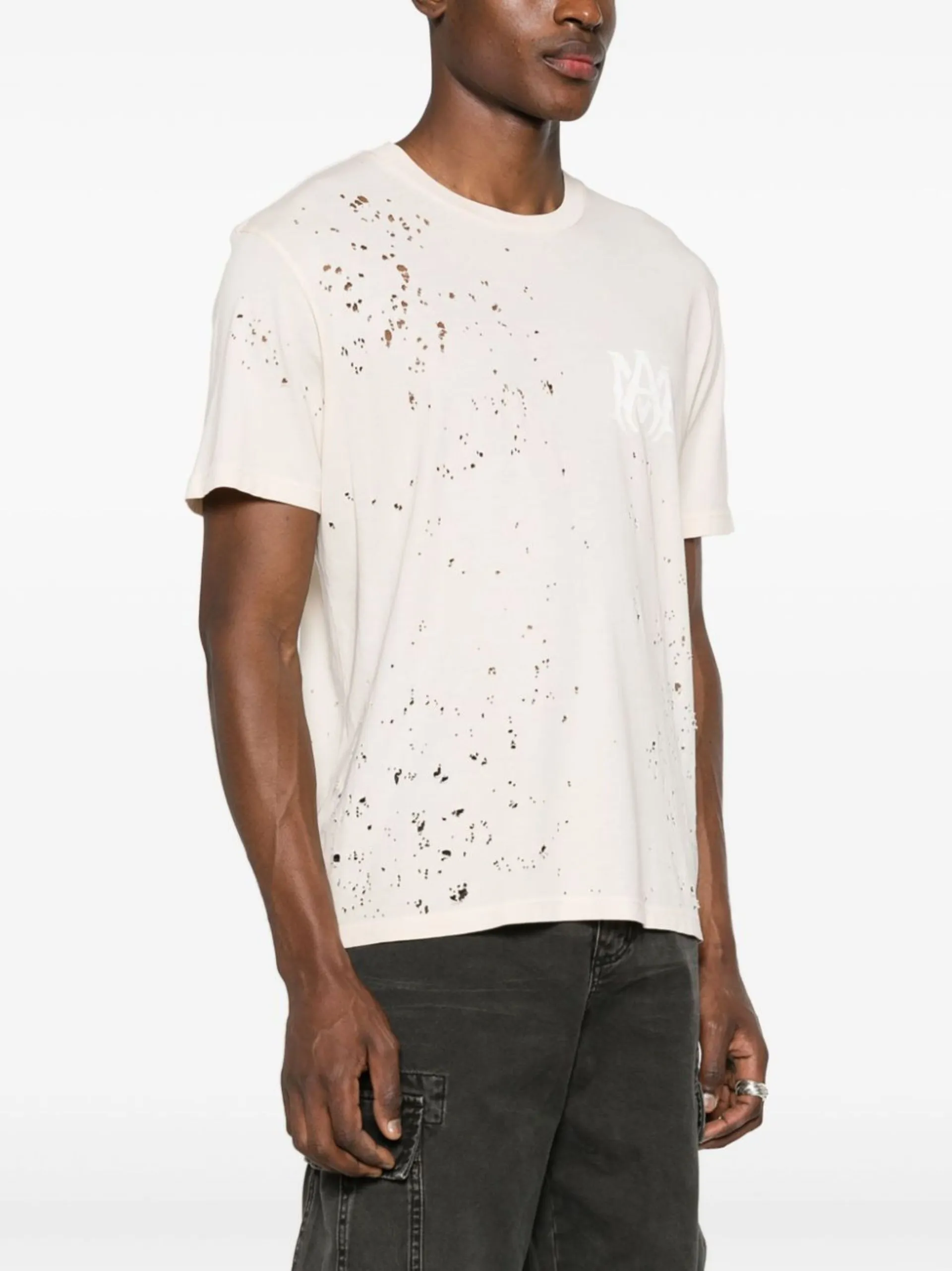 AMIRI  |Crew Neck Monogram Street Style Plain Cotton Short Sleeves