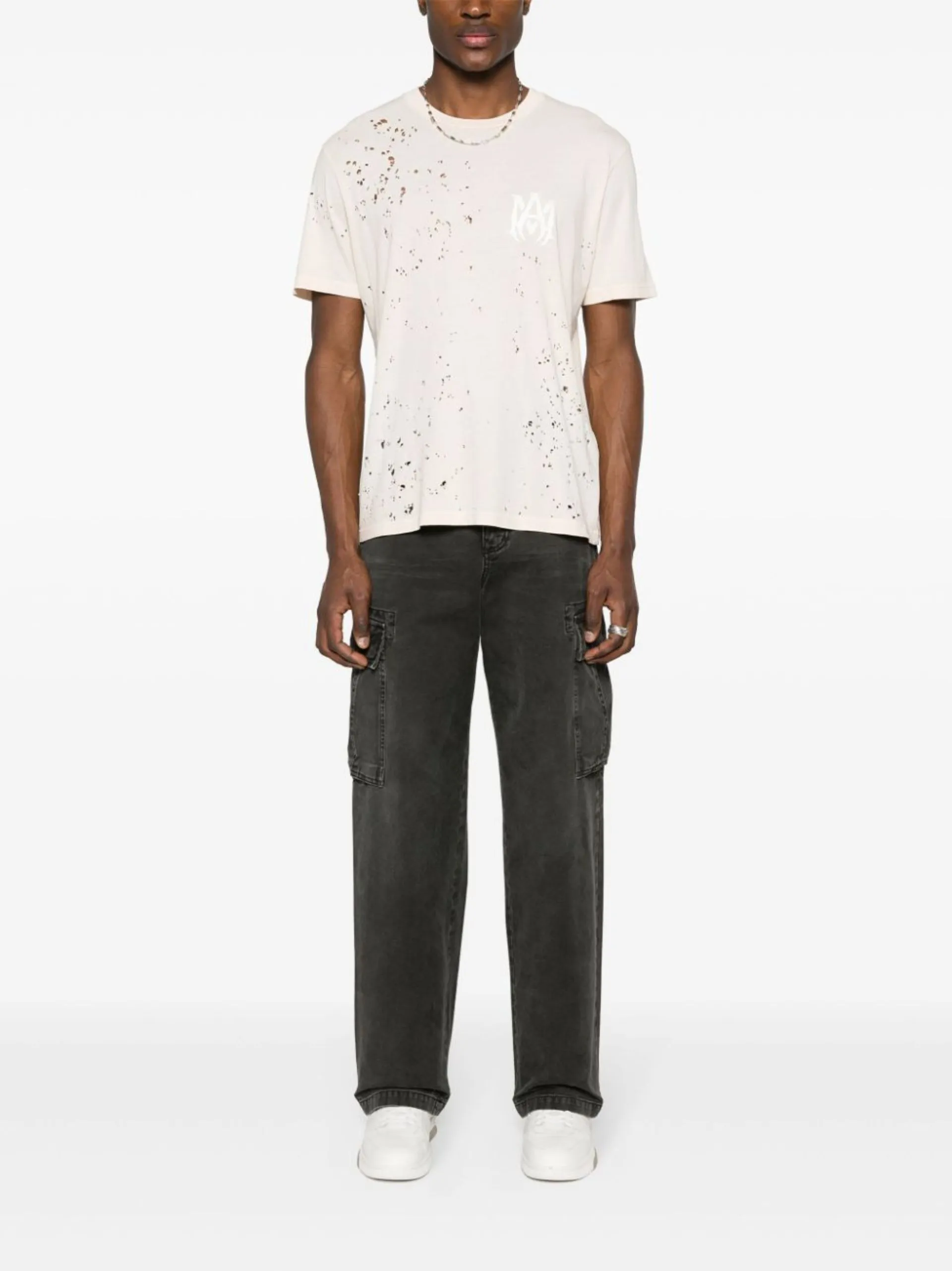 AMIRI  |Crew Neck Monogram Street Style Plain Cotton Short Sleeves