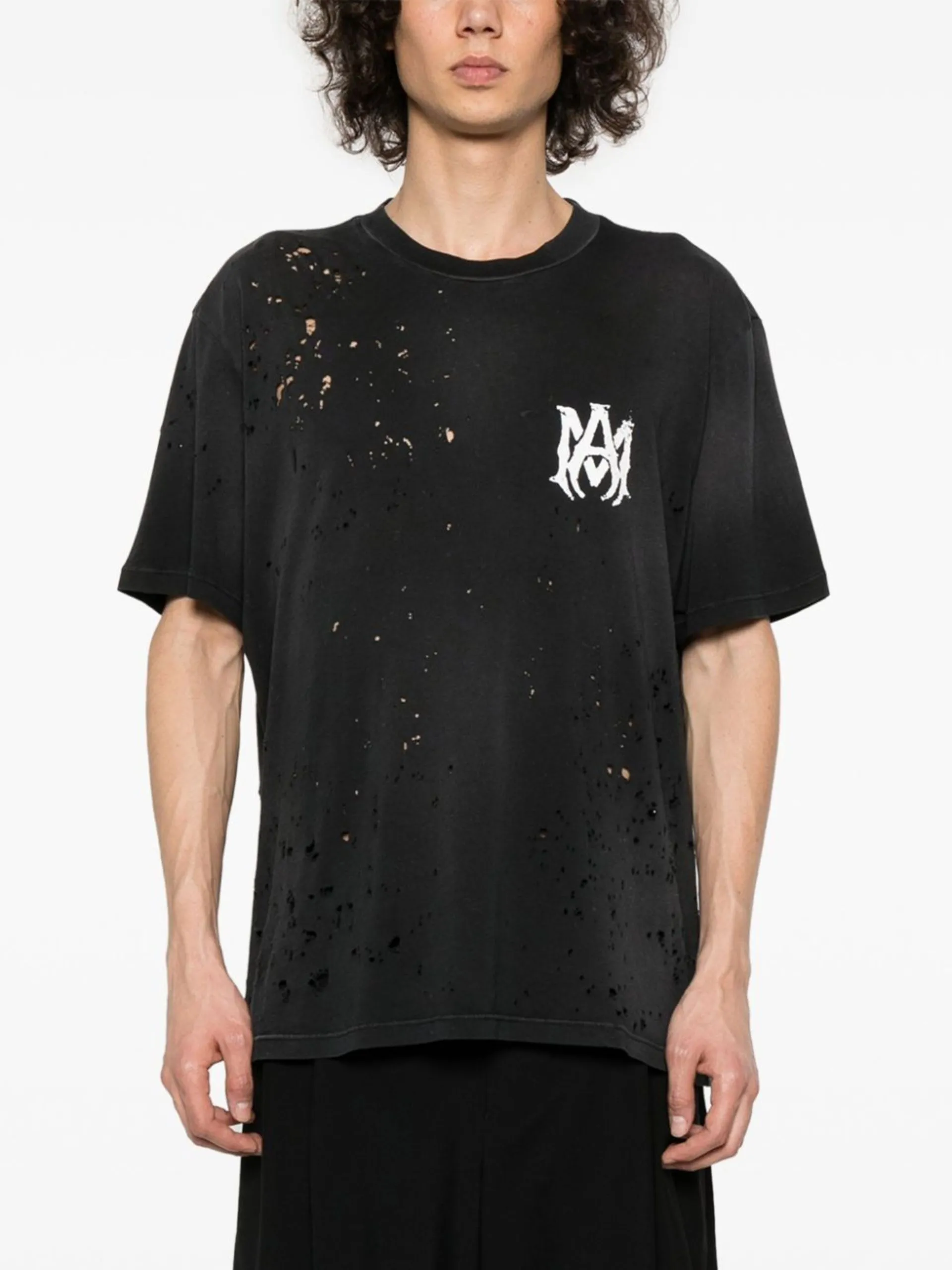 AMIRI  |Crew Neck Monogram Street Style Plain Cotton Short Sleeves