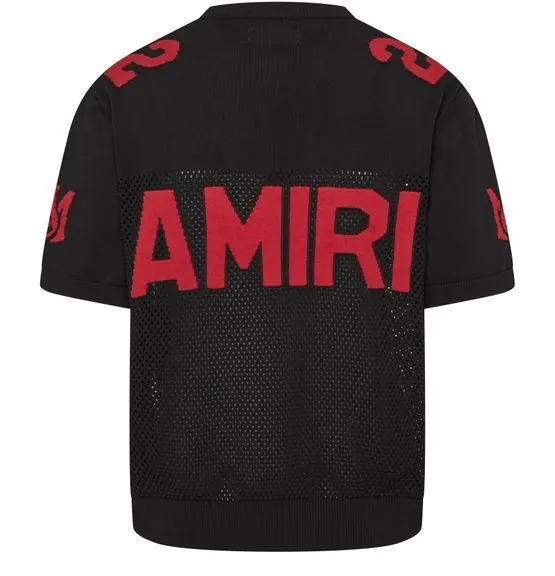 AMIRI  |Crew Neck Street Style Bi-color Cotton Short Sleeves Logo