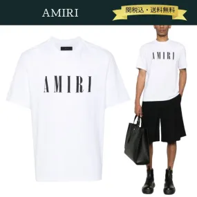 AMIRI  |Crew Neck Street Style Bi-color Plain Cotton Short Sleeves