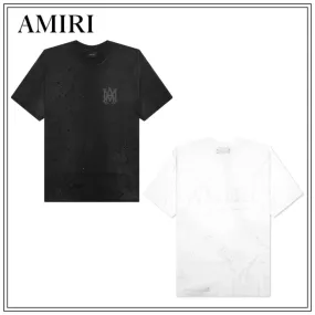 AMIRI  |Crew Neck Street Style Plain Cotton Short Sleeves Logo