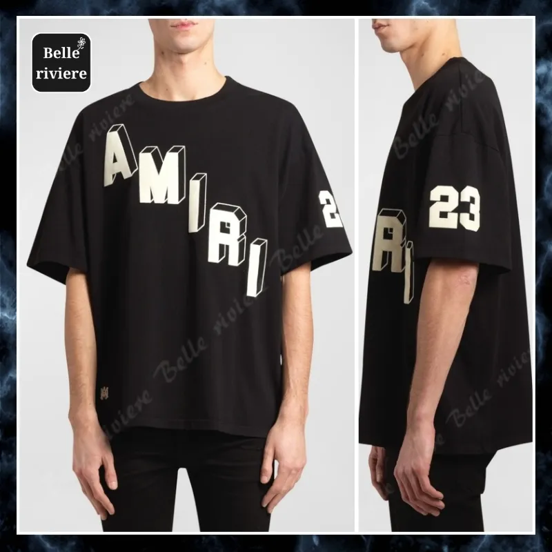 AMIRI  |Crew Neck Unisex Street Style Cotton Short Sleeves Oversized