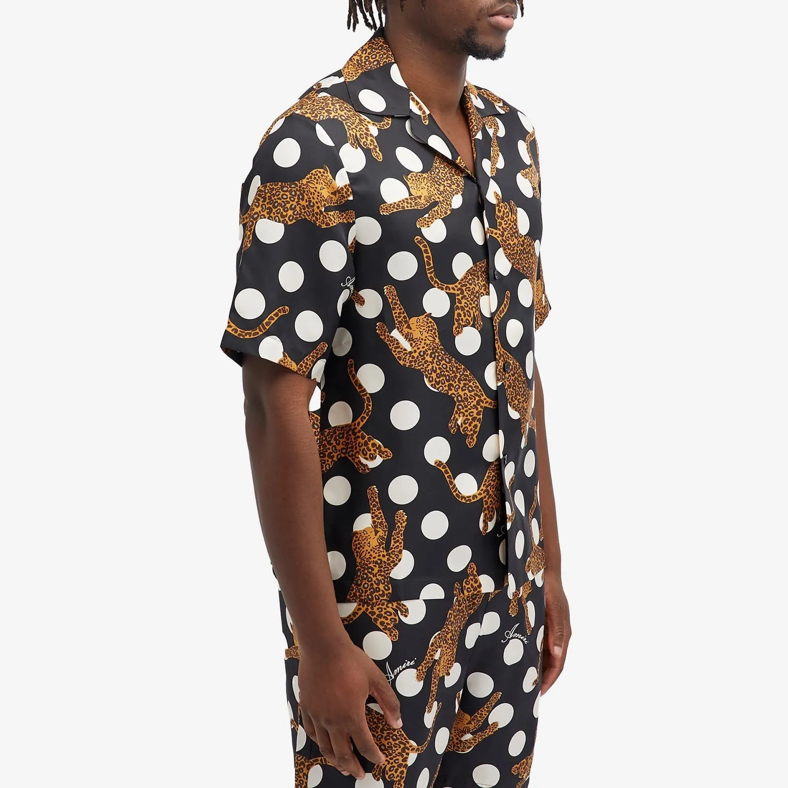 AMIRI  |Dots Leopard Patterns Silk Street Style Short Sleeves Co-ord