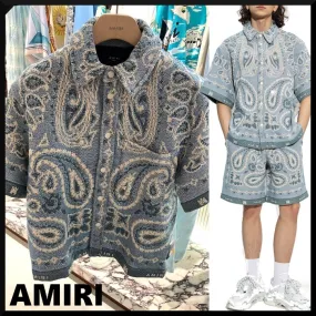 AMIRI  |Paisley Unisex Street Style Cotton Short Sleeves Oversized