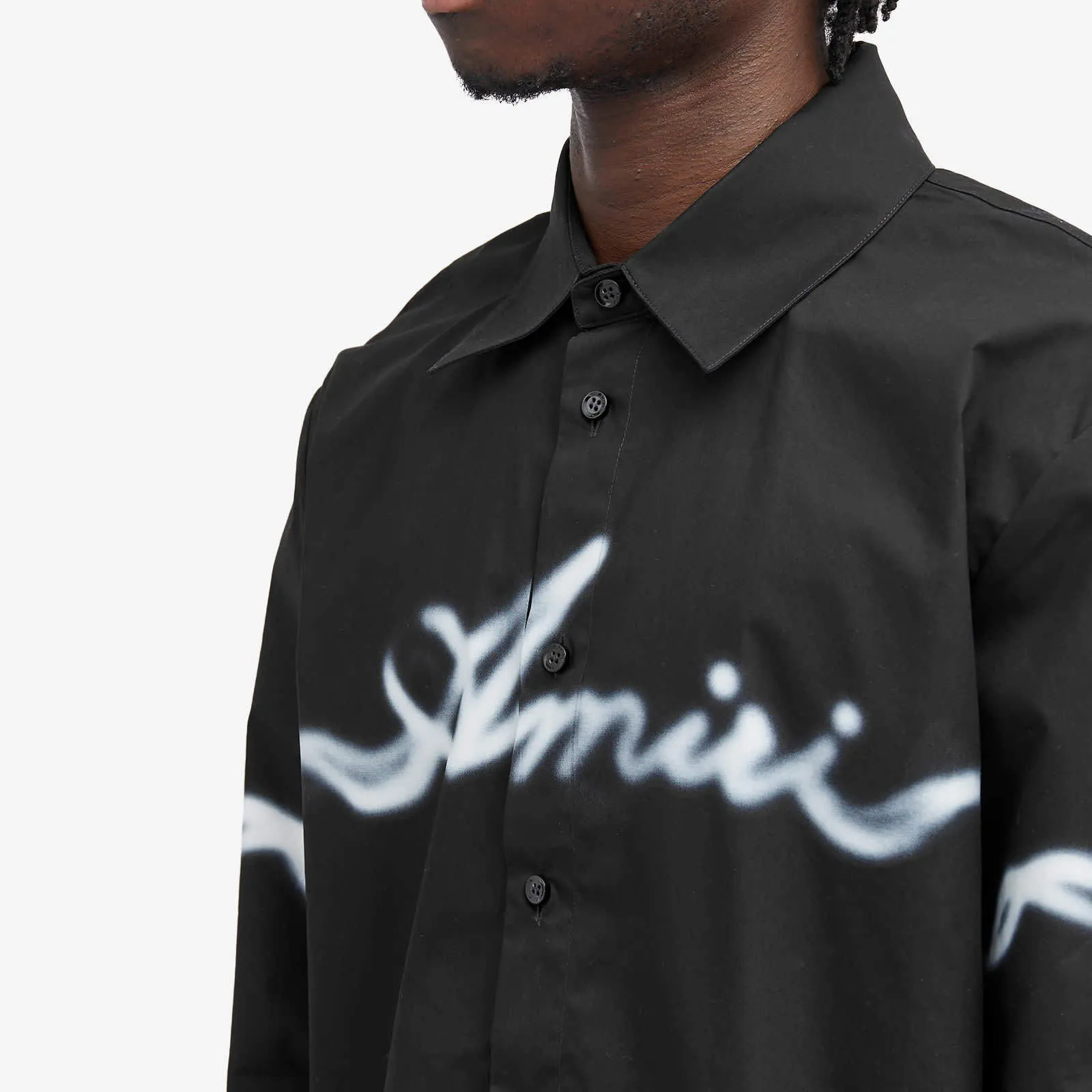 AMIRI  |Street Style Bi-color Long Sleeves Plain Cotton Logo Shirts