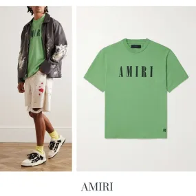 AMIRI  |Street Style Cotton Short Sleeves Logo T-Shirts