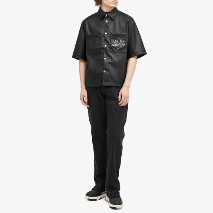 AMIRI  |Street Style Plain Cotton Short Sleeves Logo Front Button