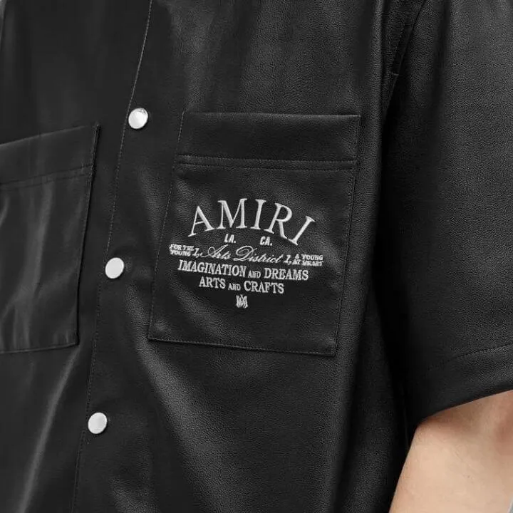 AMIRI  |Street Style Plain Cotton Short Sleeves Logo Front Button