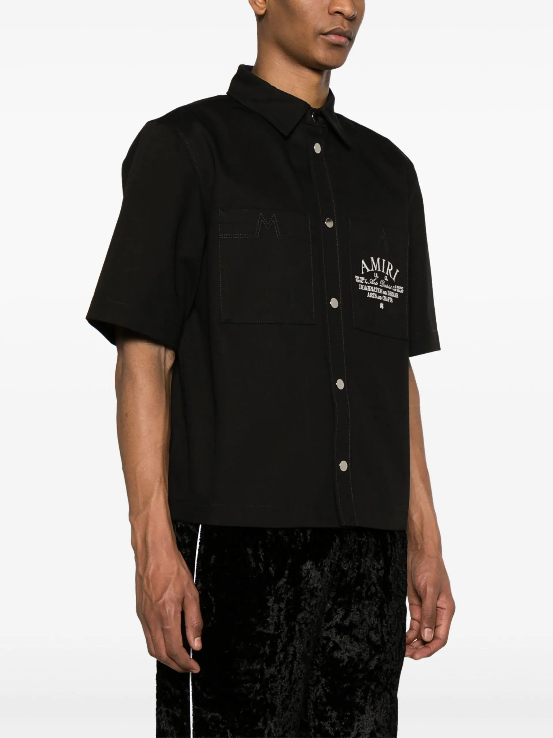 AMIRI  |Street Style Plain Cotton Short Sleeves Logo Shirts