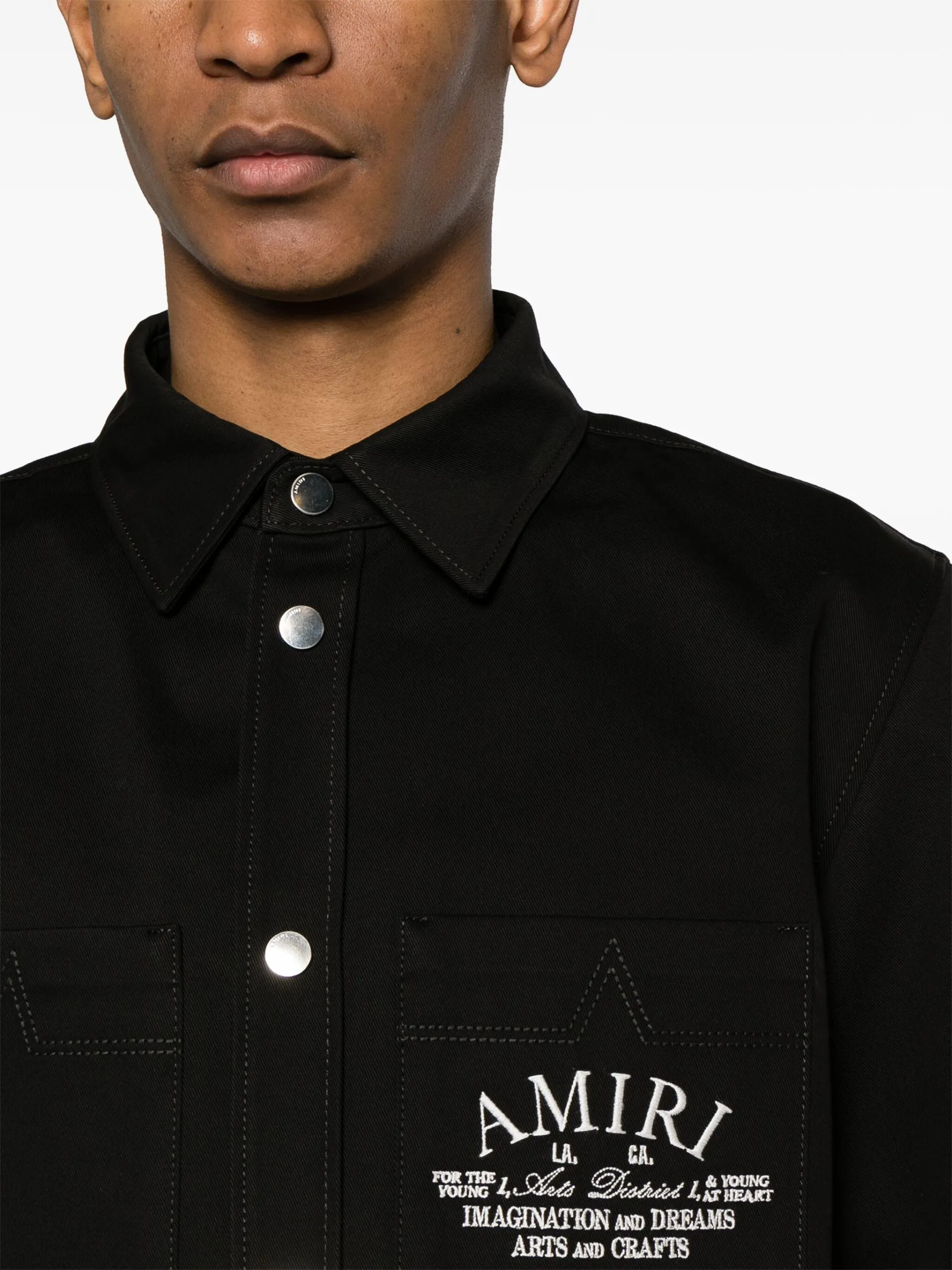 AMIRI  |Street Style Plain Cotton Short Sleeves Logo Shirts