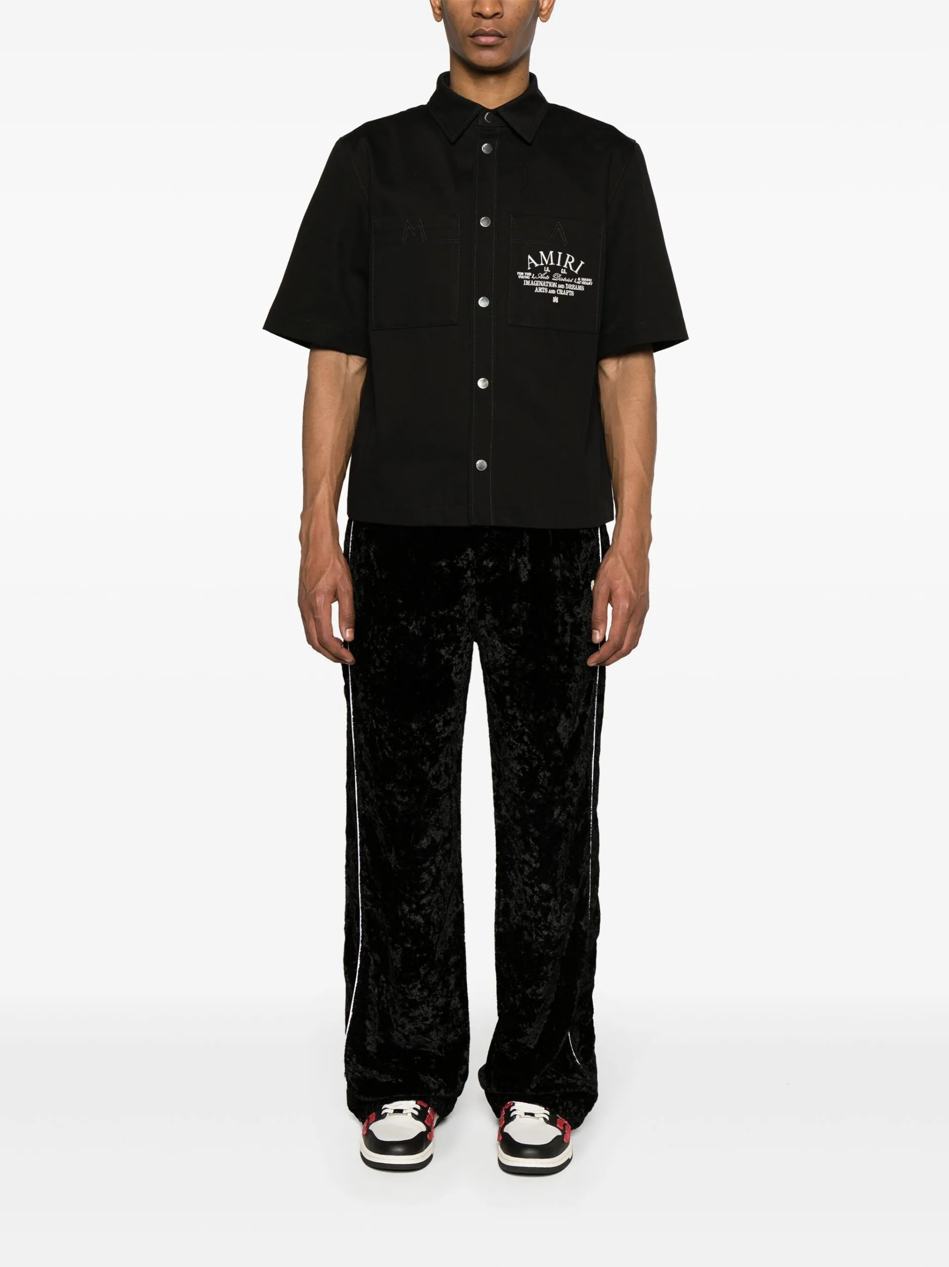 AMIRI  |Street Style Plain Cotton Short Sleeves Logo Shirts