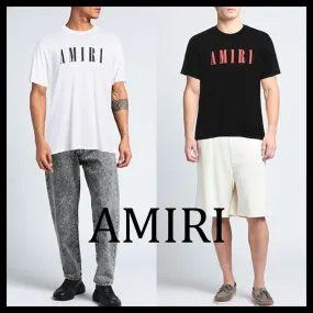 AMIRI  |Unisex Street Style U-Neck Plain Cotton Short Sleeves Logo