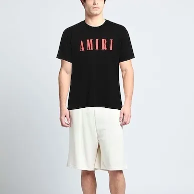 AMIRI  |Unisex Street Style U-Neck Plain Cotton Short Sleeves Logo