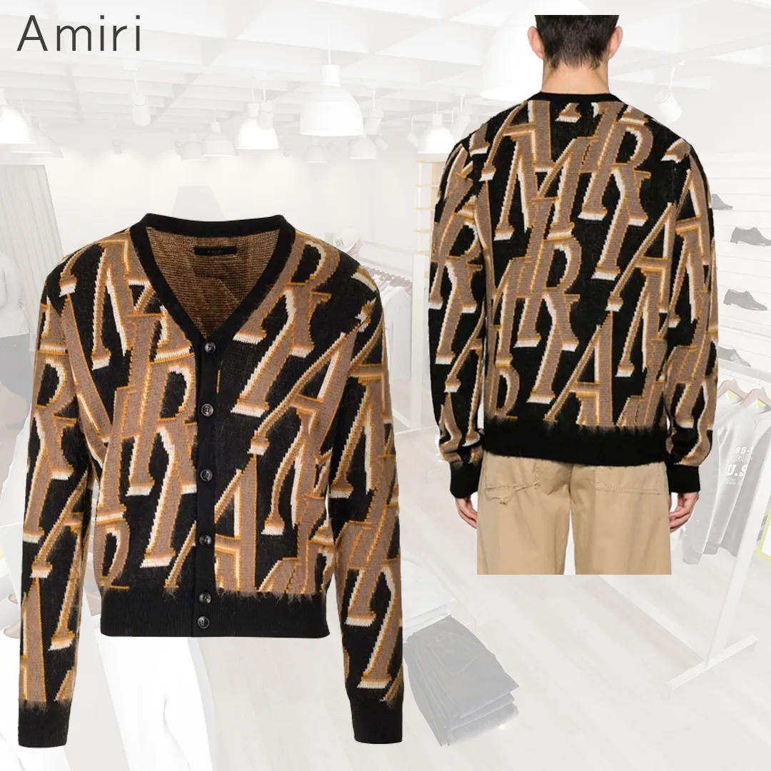 AMIRI  |Wool Nylon Street Style Logo Cardigans