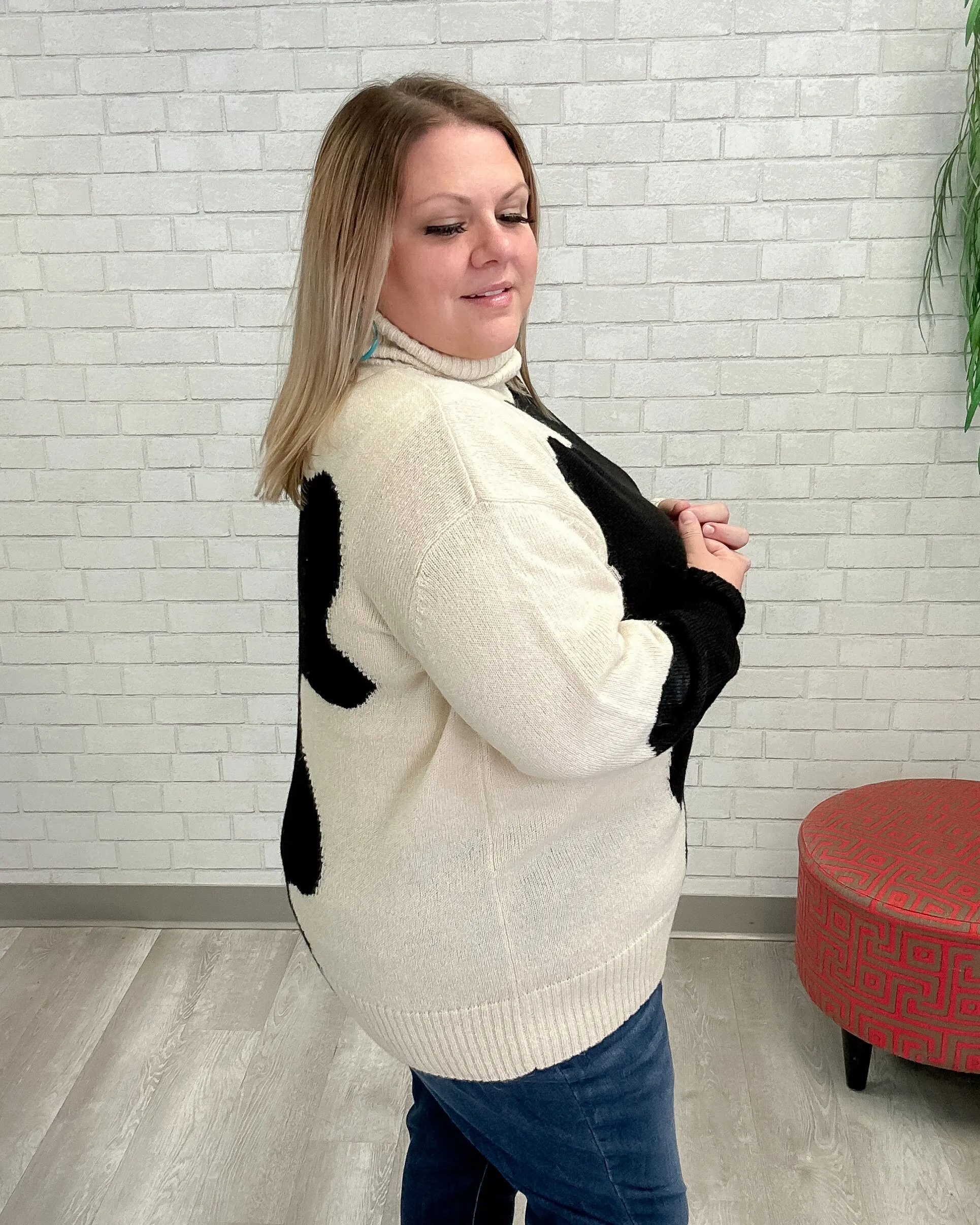 Black & Cream Squiggle Sweater