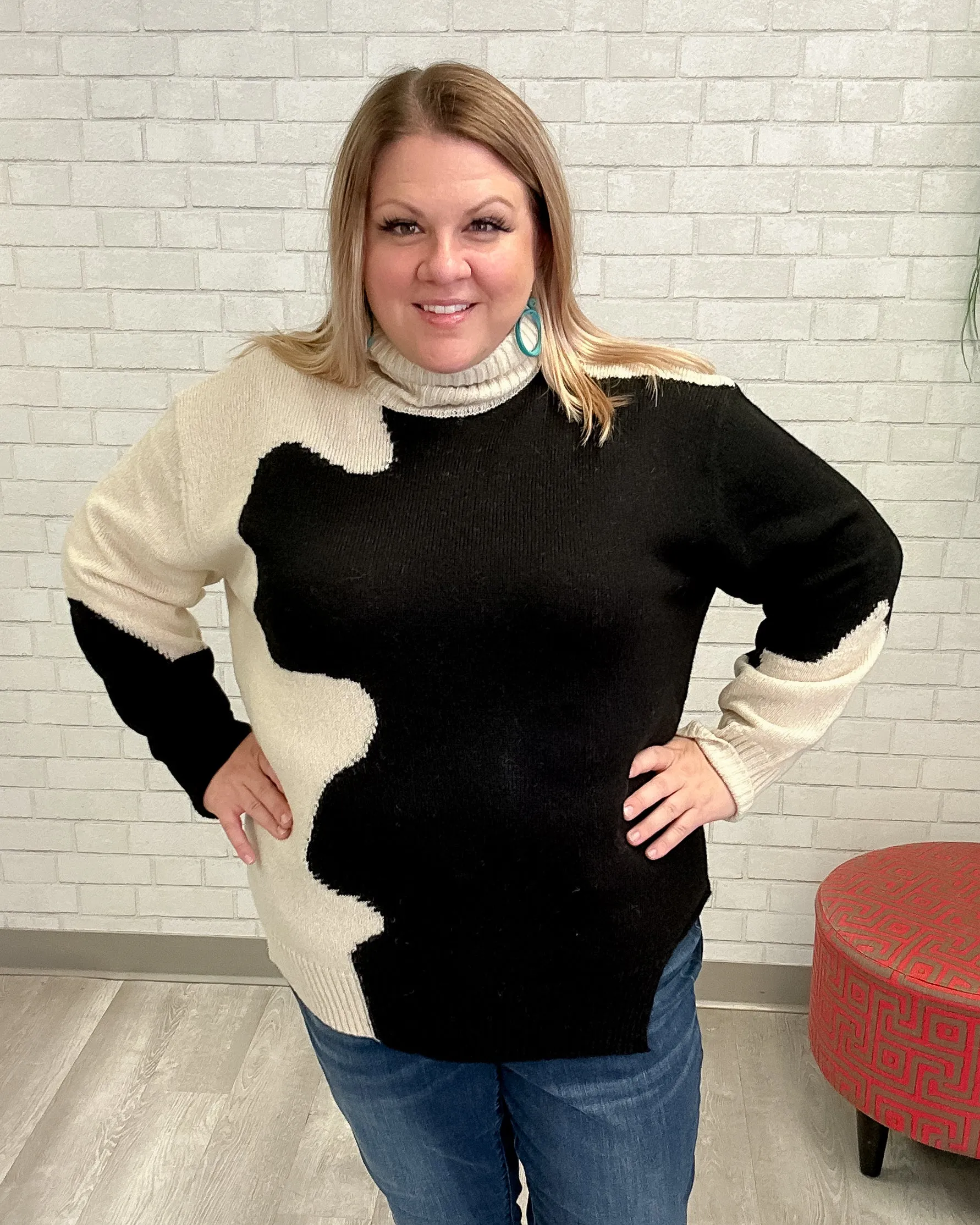 Black & Cream Squiggle Sweater