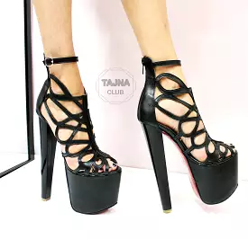 Black Laser Cage High Heel Platforms