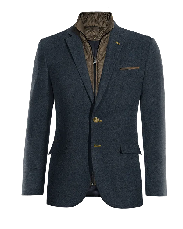  Blazer azul marino de donegal tweed slim fit