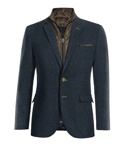  Blazer azul marino de donegal tweed slim fit