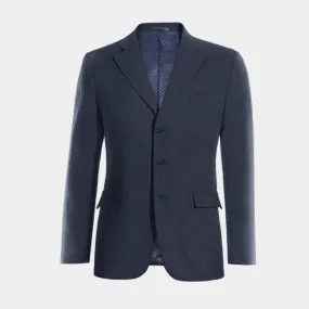  Blazer azul marino de lino solapa ancha slim fit de 3 botones