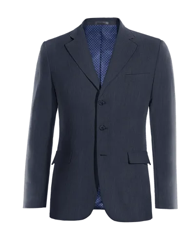  Blazer azul marino de lino solapa ancha slim fit de 3 botones