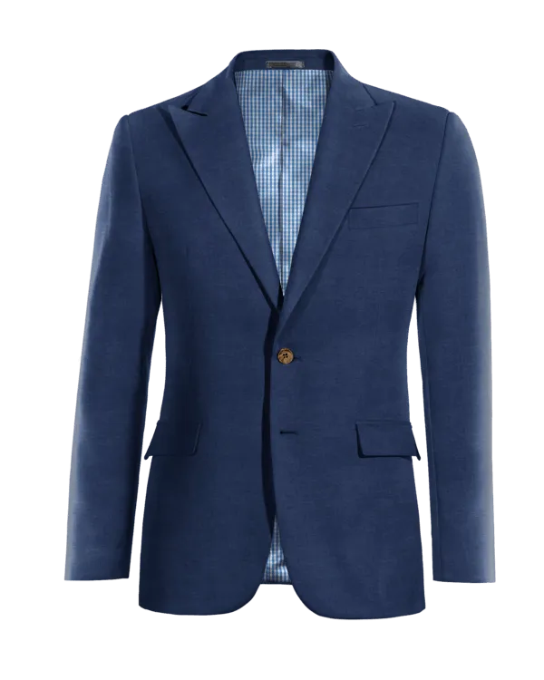  Blazer azul marino de lino solapa en pico edición limitada