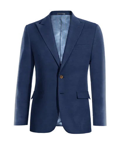  Blazer azul marino de lino solapa en pico edición limitada