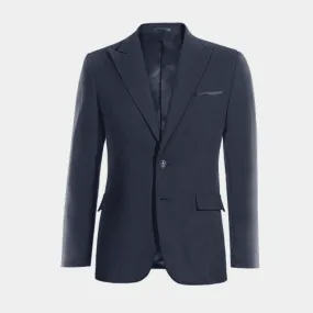  Blazer azul marino de lino solapa en pico slim fit