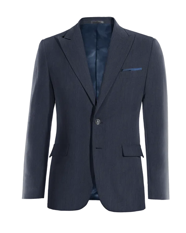  Blazer azul marino de lino solapa en pico slim fit