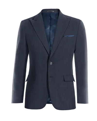  Blazer azul marino de lino solapa en pico slim fit