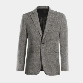  Blazer gris claro de donegal tweed solapa ancha