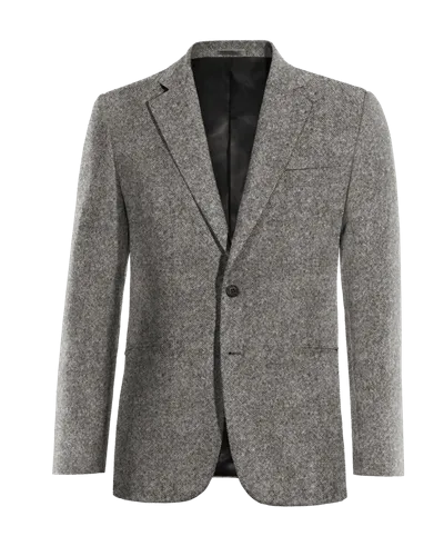  Blazer gris claro de donegal tweed solapa ancha