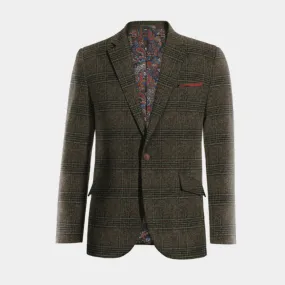  Blazer marrón de tweed a cuadros edición limitada de 1 botón