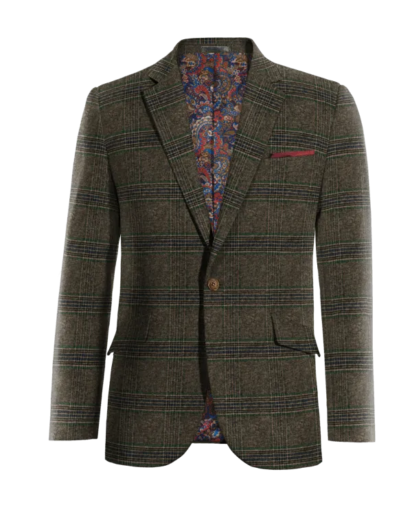  Blazer marrón de tweed a cuadros edición limitada de 1 botón